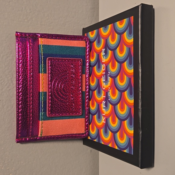 Kurt Geiger NWT Card Holder Metallic Pink and Multicolor - Picture 2 of 7